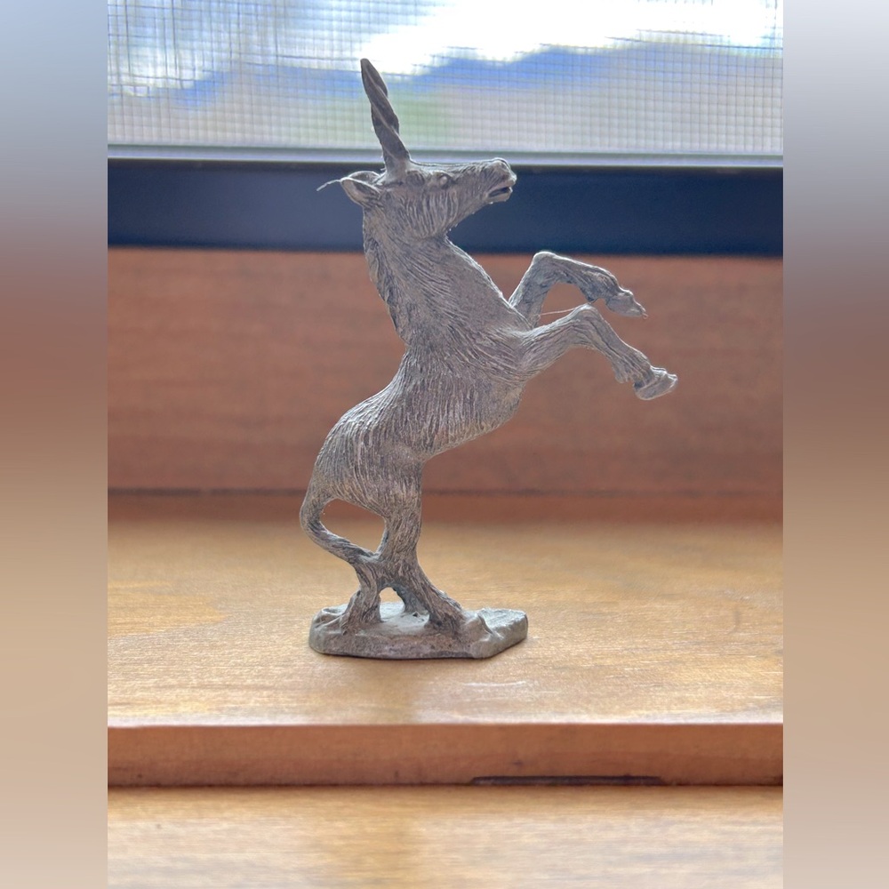Vintage 1980’s Pewter Unicorn Crafted Mystical Fantasy Decor Figurine